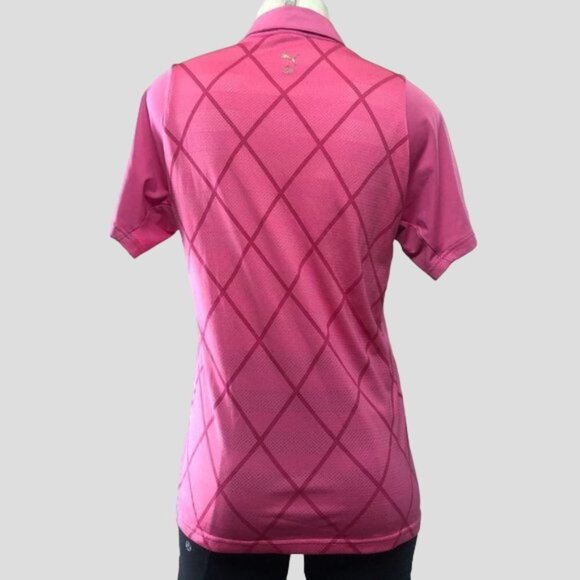 Puma Dry Fit Pink Vented Collared Golf Polo Athletic Top - Picture 2 of 10
